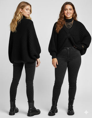 🖤 OVERSIZE-PULLI SCHWARZ – WEITER FLEDERMAUSSCHNITT