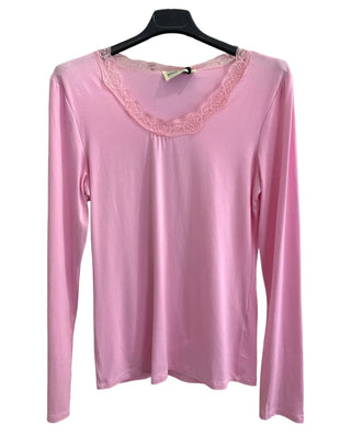 🌸 ROMANTISCHES LANGARMSHIRT: SPITZENKRAGEN-HIGHLIGHT IN ROSA