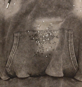 💎 ZWEITEILIGES SET GRAU-ANTHRAZIT – HOODIE & STRASS-STYLE