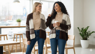 🧶 STRICK-CARDIGAN BEIGE-SCHOKO – COZY STYLE