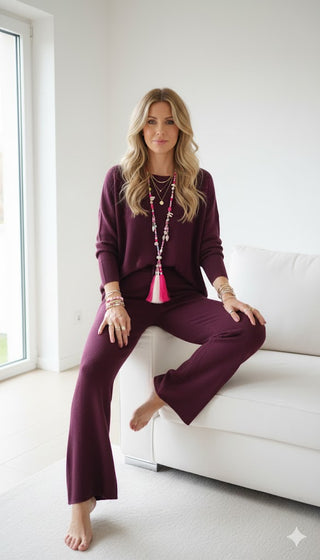 🍷 STRICKSET LOUNGEWEAR IN BORDEAUX