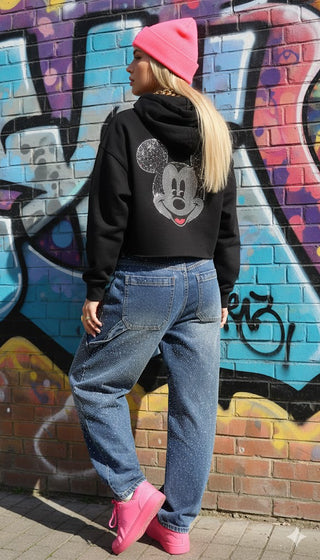 👖 DAMEN JEANS BALLON-STYLE MIT STRASS-STEINEN IM BAGGY LOOK