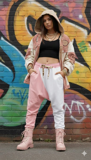 🩰 BAGGY HOSE WEISS-ROSA SWEAT-DESIGN
