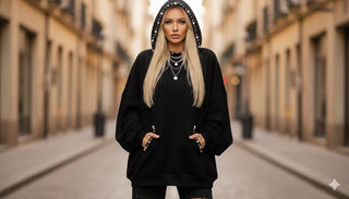 🧥 BUTTERWEICHER STRICKPULLI IN SCHWARZ MIT STRASS- UND NIETENVERZIERUNG