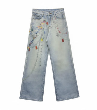 ⛓️ STYLISHES HIGHLIGHT: WIDE LEG JEANS MIT BUNTEM KETTEN-PRINT