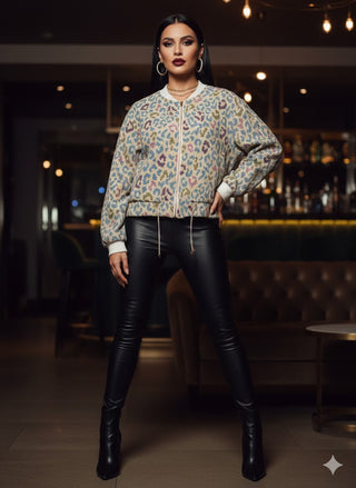 🧥 ÜBERGANGSJACKE BLOUSON BLAU-LILA-GRÜN MUSTER