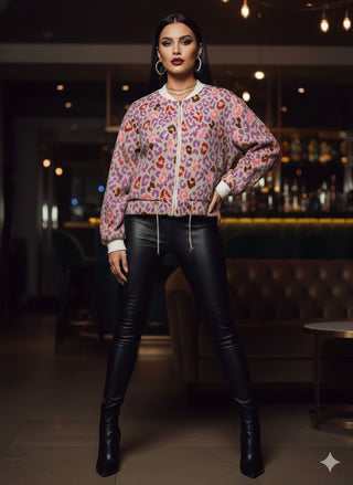 🧥 ÜBERGANGSJACKE BLOUSON ROSA-PINK-GRÜN MUSTER