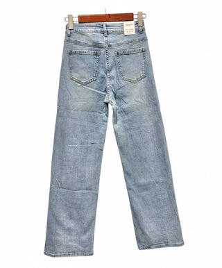 ✨ GLAM ROCK: WIDE LEG JEANS MIT STRASS & DESTROYED-LOOK