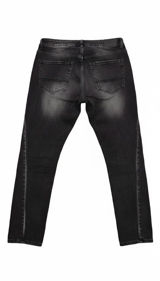 👖 S. WOMAN JEANS UNISEX SCHWARZ MIT SKULL-DETAILS & AUSWASCHUNGEN