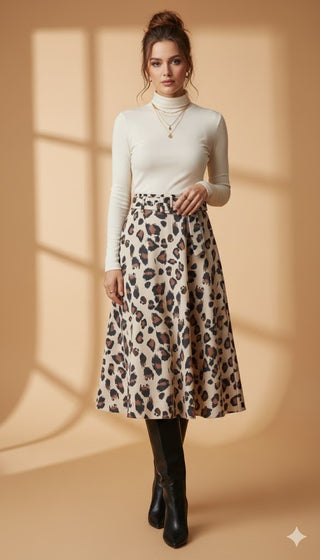 🐆 WILDLEDERIMITAT-ROCK IN A-LINIE (LEO-OPTIK)