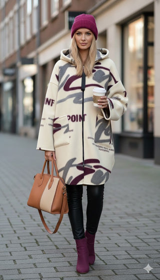 🧥 MANTEL „SOFT-WALK LETTER“ – CREME / BUNT