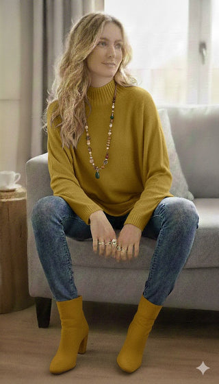 🍃 WEICHER STRICKPULLI MIT STEHKRAGEN – PISTAZIE