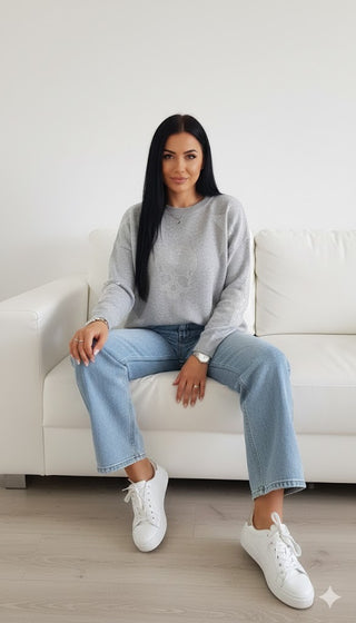 💀 FEINSTRICKPULLI „ROCKY-STAR“ – COZY GREY