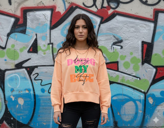 🍑 OVERSIZE SWEATSHIRT LACHS-APRICOT NEON-PRINT