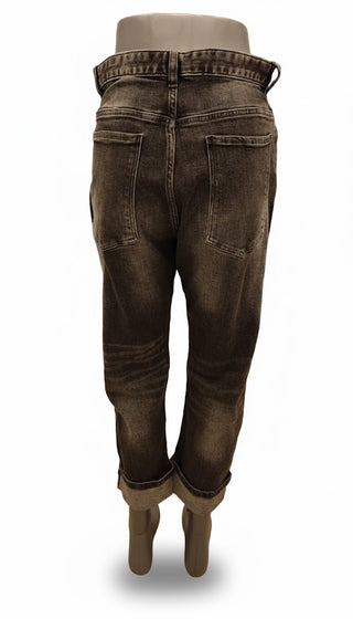 👖 S. WOMAN JEANS GRAU-SCHWARZ WASHED DESTROYED MIT STRASS