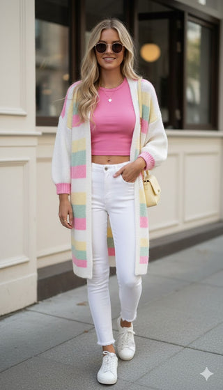 🌈 STRICKMANTEL IN ZARTEN PASTELLTÖNEN