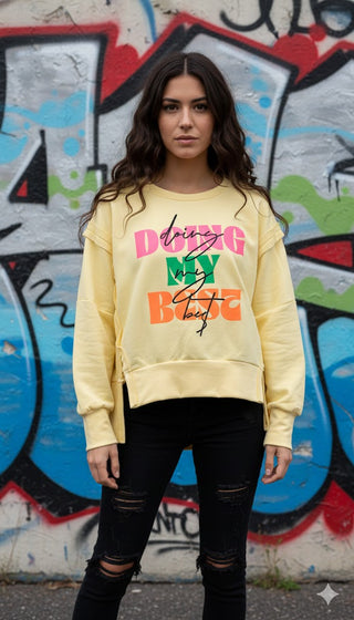 🍋 OVERSIZE SWEATSHIRT GELB NEON-PRINT