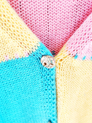 Cardigan in Türkis-Rosa-Gelb 36-46