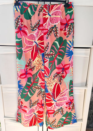 Leichte Sommerhose mit buntem Blumenprint – Größe 38-42/44