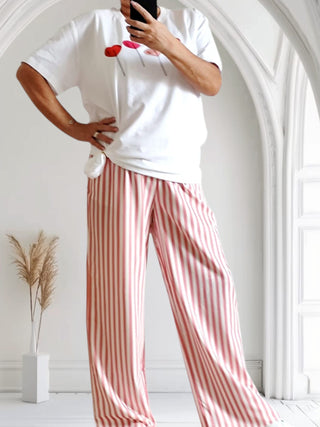 Weißes T-Shirt mit Lolliprint in Pink-Rot – Größe XXL (tragbar von 36 Oversize bis 46)