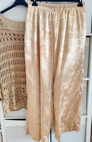 Hose mit Blumenmuster – Beige 38-46