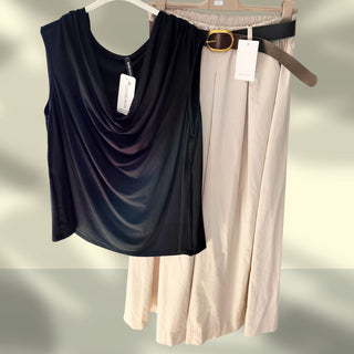 Palazzo-Hose mit Gürtel beige TU 38-44