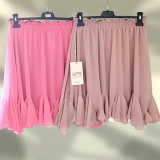 Leicht schwingender Volantrock – Puderrosa oder Pink – Größe 36 bis 42