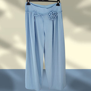 Elegante Hose mit weitem Bein – Hellblau, Größe 36 bis 42