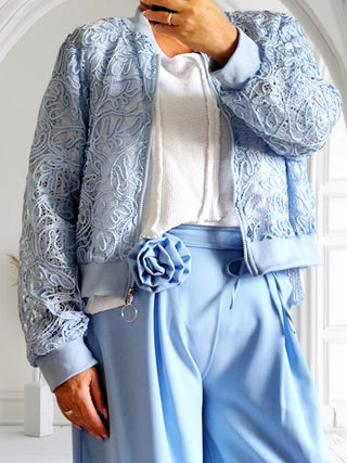 Elegante Hose mit weitem Bein – Hellblau, Größe 36 bis 42