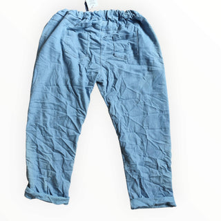 Curvy Jeans – Hellblau mit gelbem Leo-Muster – tragbar von Größe 48-54