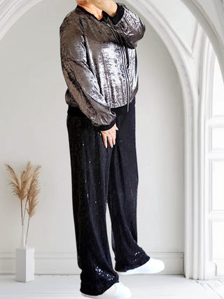 Blousonjacke – Silber-Metallic Shiny 36-46