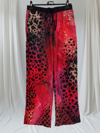 🐆 Fließende Hose mit Leo-Print in Rot-Pink – XL, tragbar von Größe 38 bis 44