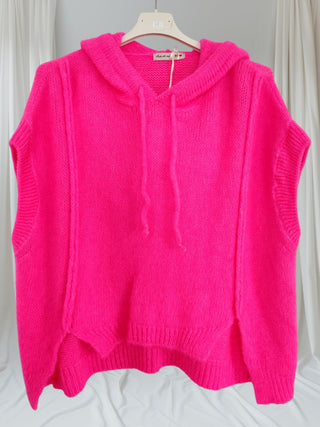 #O382💗 Strickpulli Neonpink – Kurzarm – Größe 36 bis 50