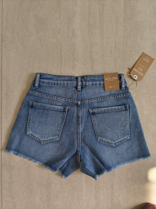 ✨ GLAMOUR JEANS-SHORTS ALLOVER STRASS MITTELBLAU