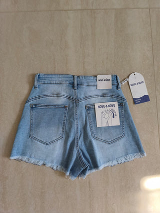 ✨ GLAMOUR PUSH-UP JEANS-SHORTS MIT STRASS HELLBLAU