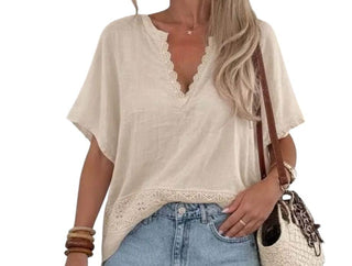 🌸 BLUSENSHIRT LENA MIT SPITZE & BLUMENSTICKEREI S126
