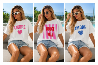 🌸 T-SHIRT DOLCE VITA, PINKER STREIFENPRINT / AMORE BLAU / AMORE KORALLE (S526)