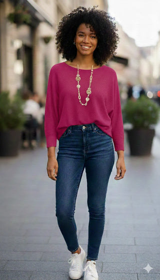 🌸 BUTTERZART STRICKPULLI IN FUCHSIA