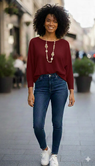 🍷 BUTTERZART STRICKPULLI IN BORDEAUX