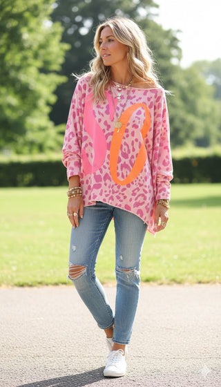 🎀 SWEATSHIRT EXTREM OVERSIZE ROSA PINK LEO