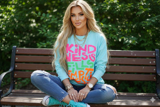 🌊 SWEATSHIRT TÜRKIS NEON SCHRIFTZUG MULTICOLOR